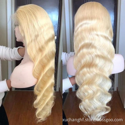 613 Lace Frontal Wig Body Wave Human Hair, Wholesale Price Virgin Blonde 613 Body Wave Lace Frontal Wig for Black Women